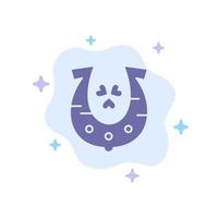 Clover Golden Horseshoe Luck Blue Icon on Abstract Cloud Background vector