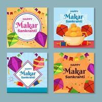 makar sankranti plantilla de publicación en redes sociales vector