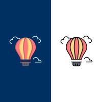 Balloon Air Air Hot  Icons Flat and Line Filled Icon Set Vector Blue Background