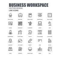 business workspace icon collection vector