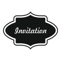 icono de etiqueta de invitación, estilo simple. vector