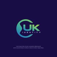 UK Initial letter circular line logo template vector with gradient color blend