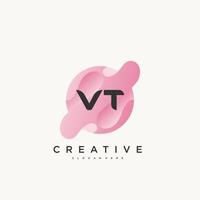 vector de elementos de plantilla de diseño de icono de logotipo colorido de letra inicial vt