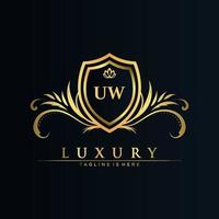 UW Letter Initial with Royal Template.elegant with crown logo vector, Creative Lettering Logo Vector Illustration.