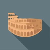 coliseo en icono de roma, estilo plano vector