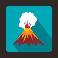 Volcano erupting icon, flat style vector