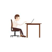 Businessman working on laptop icon, cartoon style