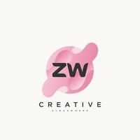 ZW Initial Letter Colorful logo icon design template elements Vector