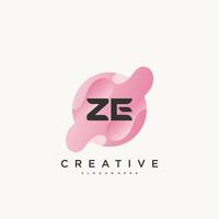 ZE Initial Letter Colorful logo icon design template elements Vector