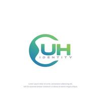 UH Initial letter circular line logo template vector with gradient color blend