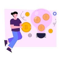 Unique design illustration of bitcoin idea vector