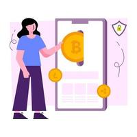 An editable design illustration of mobile bitcoin withdrawal vector