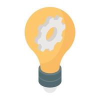Gear inside lightbulb, icon of idea generation vector