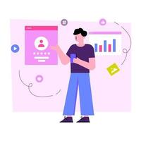 Creative design illustration of online analytics vector