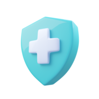 3D blue shield medical protection health care concept png