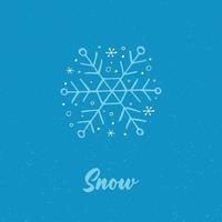 A hand-drawn snowflake. Vector illustration in doodle style. Winter mood. Hello 2023. Merry Christmas and Happy New Year. Light blue element on a blue background.