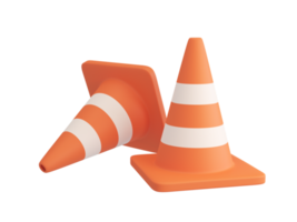 3d orange trafik kon konstruktion förbättring zon png