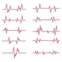 Heart pulse. Heart rate graph when exercising collection set. Vector illustration. EPS 10.