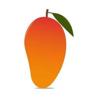 Mango whole ripe fruit with leaves on white background. Vector illustration. EPS 10.