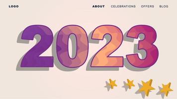 feliz año nuevo 2023. póster de fondo, pancarta, tarjeta de portada, folleto, volante, diseño de diseño, etc. vector