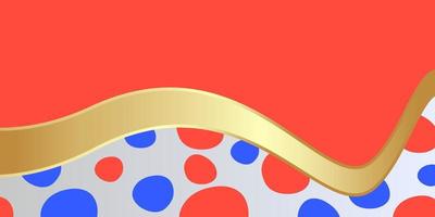 Red background geometric with blue and gold. vector