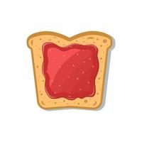 Toast with strawberry jam, isolated on white. Vector illustration, cartoon style.