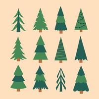 ambientado con diferentes árboles de navidad. vector