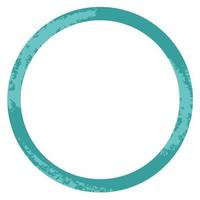 Round turquoise frame with worn texture. Vector round frame. A circle with a worn texture.