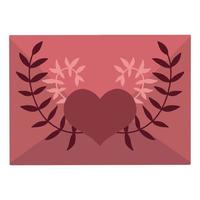 A letter with a heart and twigs. Love letter for Valentine's Day. Vector illustration of a letter with a heart.