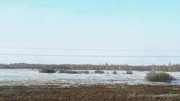 View through the window of the express train between Omsk and Novosibirsk video