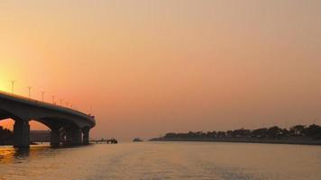 Hong Kong Zhuhai Macao bridge near Airport of Hong Kong, view from ferry boat video