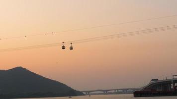 Cable car Funicular railway to Tian Tan Buddha near airport of Hong Kong video