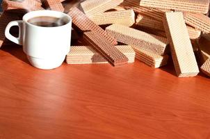 Coffee cup and waffels photo