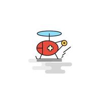 Flat Helicopter ambulance Icon Vector