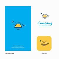 Sunset Company Logo App Icon and Splash Page Design Creative Business App Design Elements vector