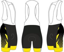 maquetas de plantilla de diseño corto de babero de camiseta de ciclismo, uniforme de ciclismo archivos vectoriales completos vector