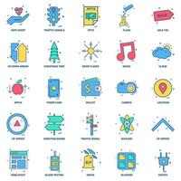 25 conjunto de iconos de color plano de mezcla de concepto de negocio vector