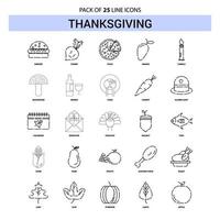 Thanksgiving Line Icon Set 25 Dashed Outline Style vector