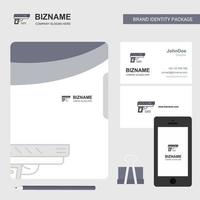 Gun Business Logo File Cover Visiting Card and Mobile App Design Vector Illustration