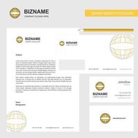 Globe Business Letterhead Envelope and visiting Card Design vector template