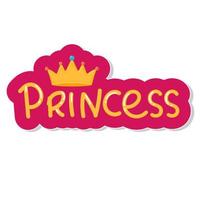 Princess pink title. sticker lettering Design element for girls vector