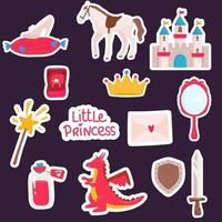 conjunto de unicornios de fantasía y otros artículos pegatina princesa cuento de hadas, caballo, espejo,