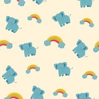 Cute seamless pattern for Baby Shower with elephant. vector