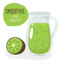 Template with hand drawn jar with smoothie in bright colors. vector