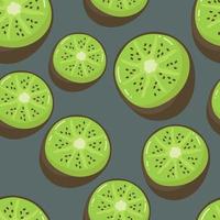 Vector seamless background with green kiwi slices. Vector fruit pattern.