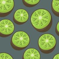 Vector seamless background with green kiwi slices. Vector fruit pattern.