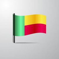 Benin waving Shiny Flag design vector