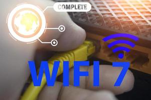 concepto wi-fi 7 comunicación en red de próxima generación, comunicación de alta velocidad foto