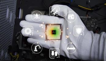 Concept, CPU, AI is used to control everything around, using artificial intelligence. photo
