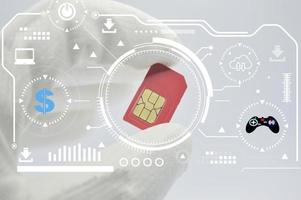 Concept A SIM card is still required. because it is used as an intermediary To connect both finance and entertainment photo